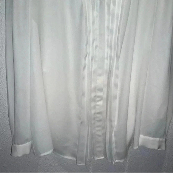 INC White Long Sleeve Pleated Button Up Size 16 Blouse Button Sleeve Dress Shirt - Picture 5 of 7